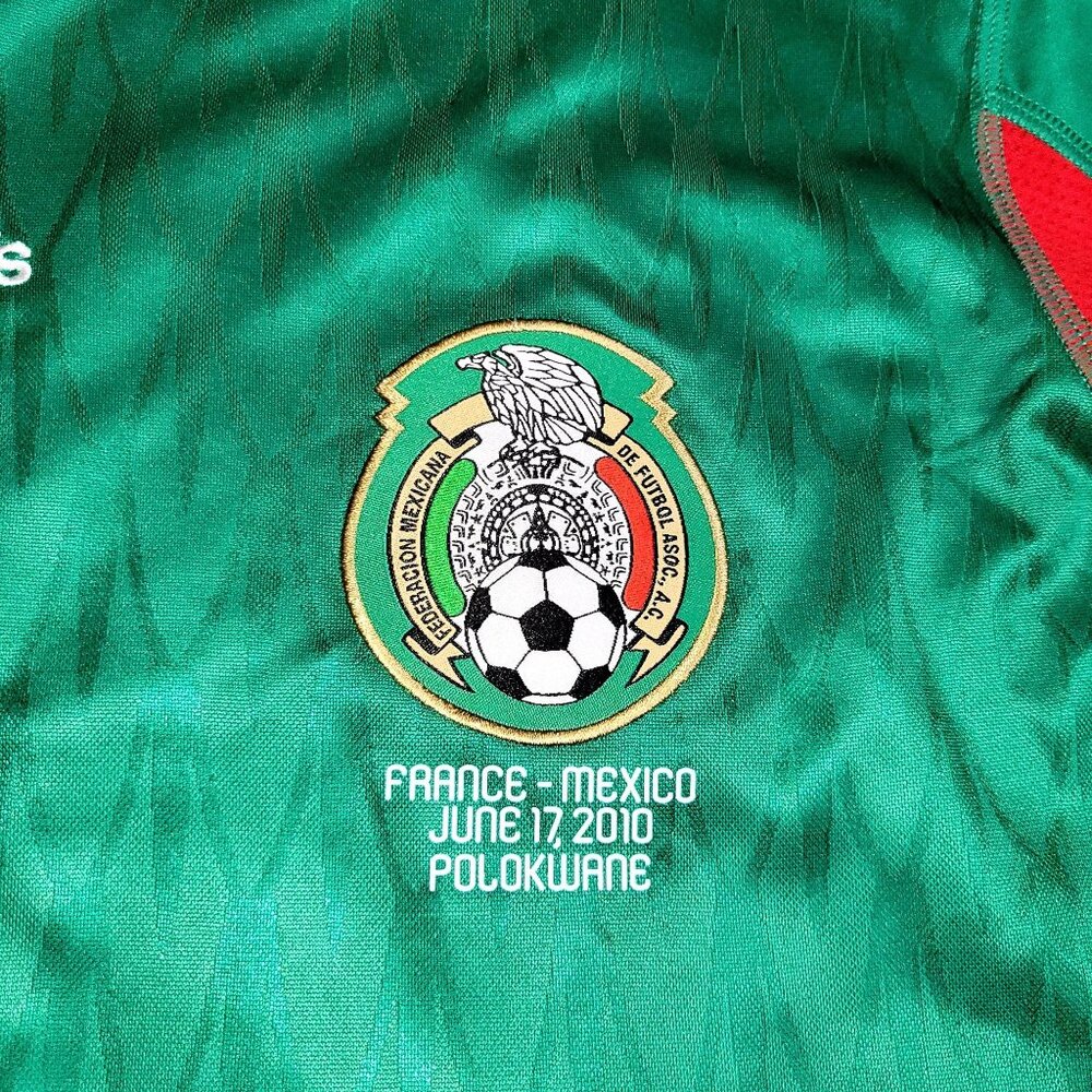 Blanco Mexico 2010 WORLD CUP Home Long Sleeve Soccer Jersey Shirt L SKU# P41409 - Picture 4 of 8